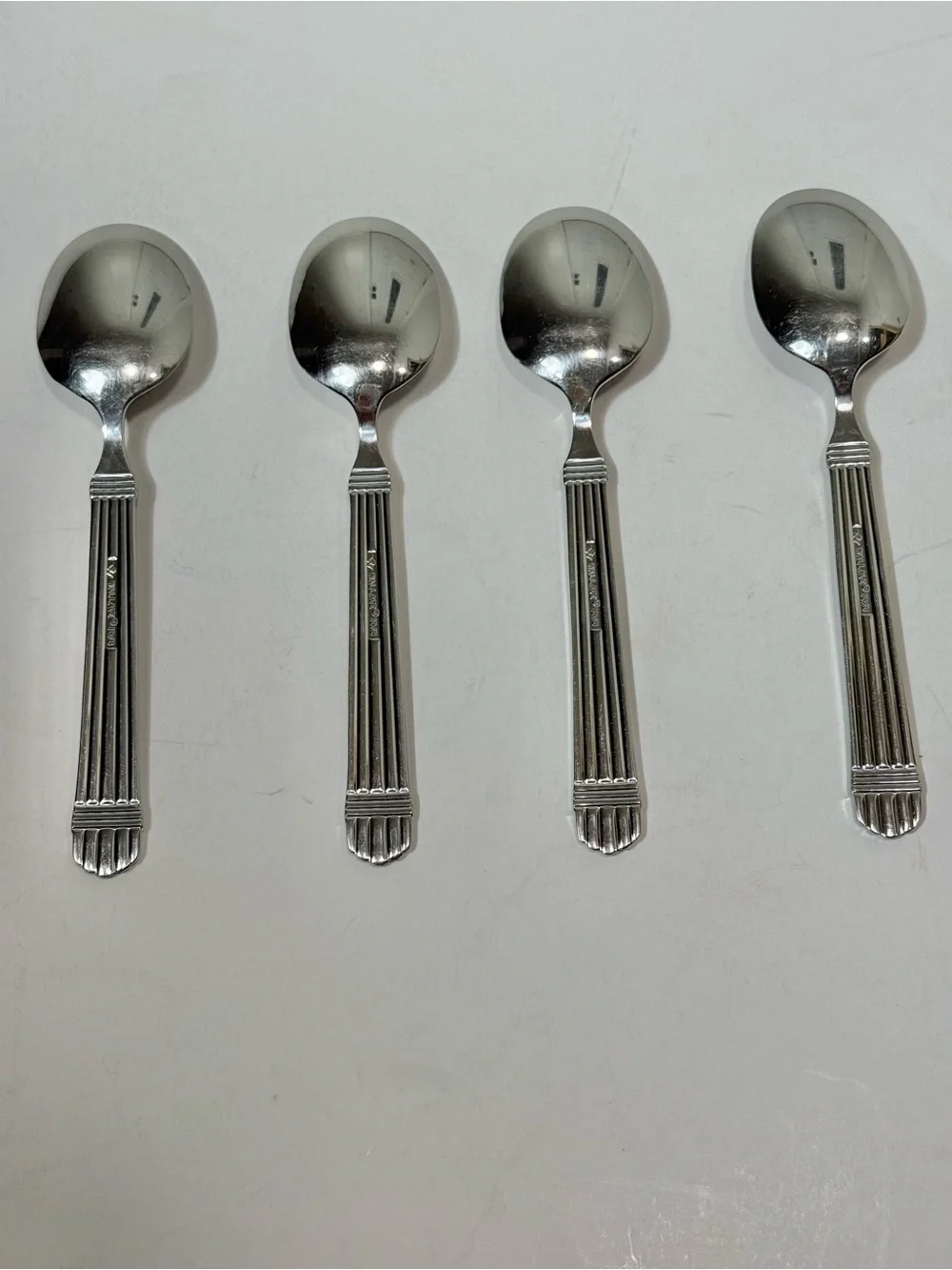 4 Wallace CHARDONNAY Teaspoons 18/8 Stainless Glossy Ribbed 6 3/8